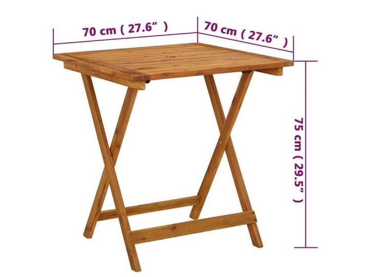 Remise 2026®Table d'Extérieur 2 ou 4 personnes Brun - Table pliable de jardin - 70x70x75cm - Bois d'acacia massif 399 3097316