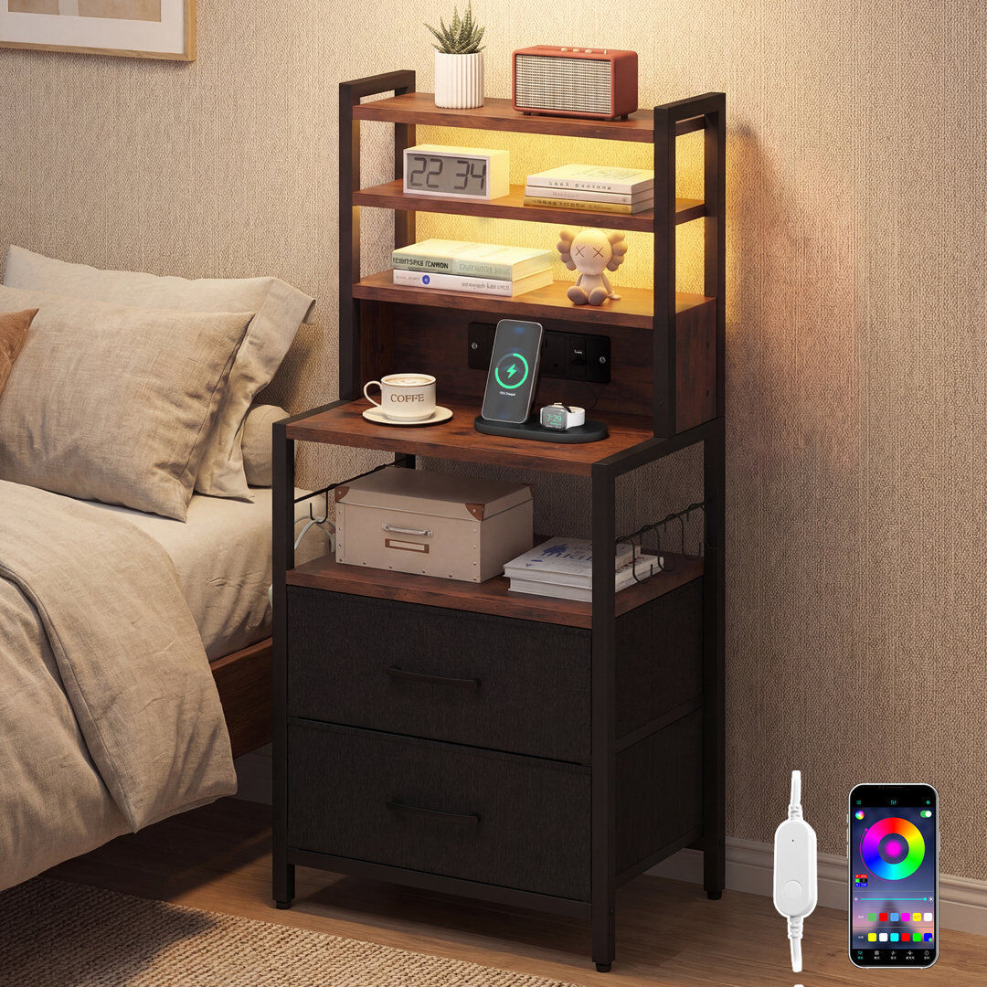 Brayden Studio Bedside Table Brown 100cm H X 43cm W X 30cm D