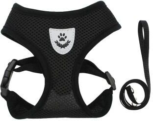 Inspire Essentials SafePaws Escape Proof Cat Harness And Leash Set black l