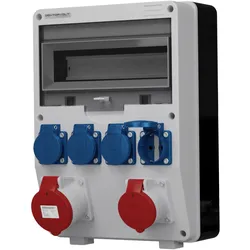 Unbestückter Baustromverteiler TD 32A 2x230V Stromverteiler Schuko System Mennekes-Steckdosen Elektroverteiler Doktorvolt ® DV-6077-D