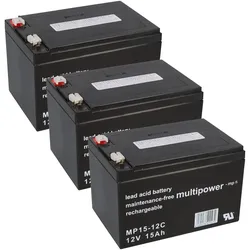 Multipower 3x 12V 15Ah AKKU BATTERIE Roller E-Scooter E500 Batterie 36V
