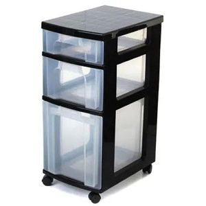 Really-Useful-Box Schubladenwagen mit 3 Schubladen, Kunststoff, 30 x 69cm, transparent