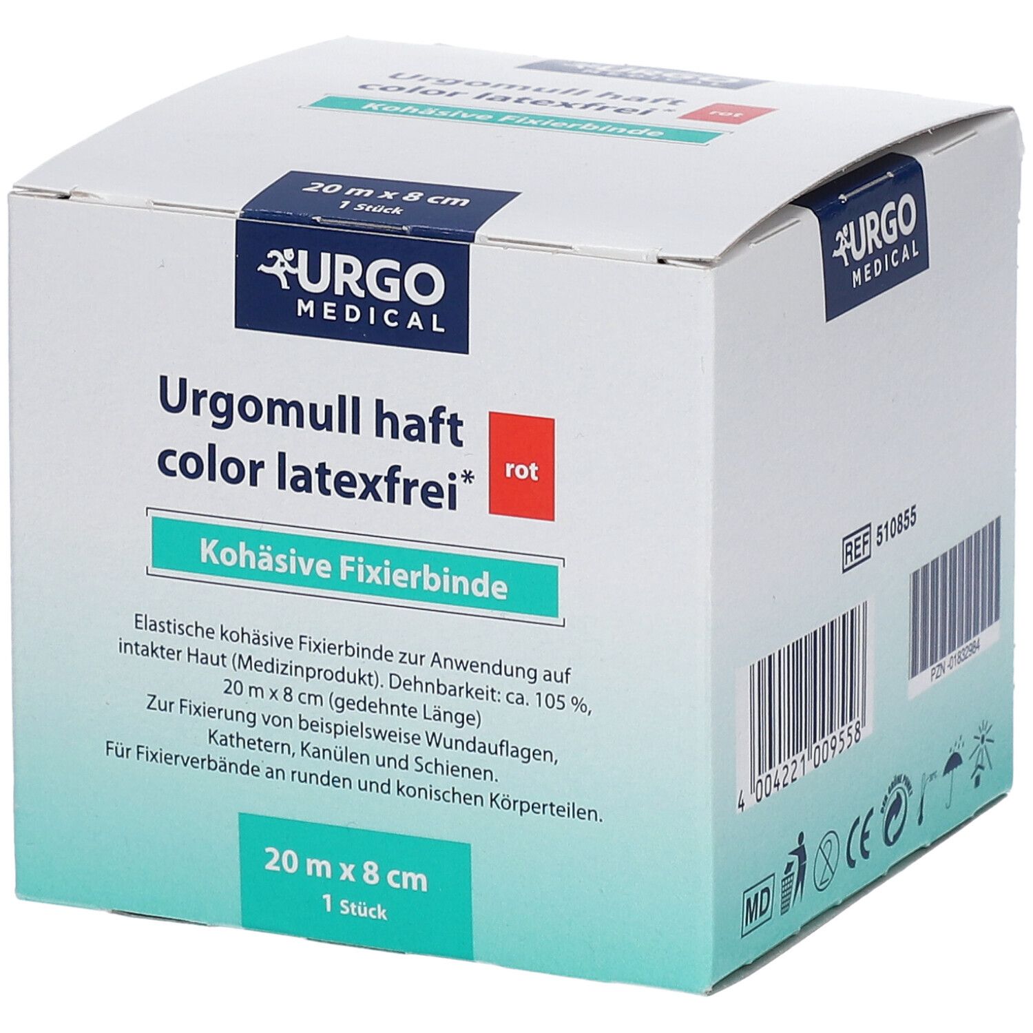 Urgomull haft color latexfrei 8 cmx20 m rot 1 St Binden