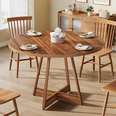 Lee 39-Inch Round Dining Table for 2-4 with Pedestal Base, Farmhouse Kitchen Table