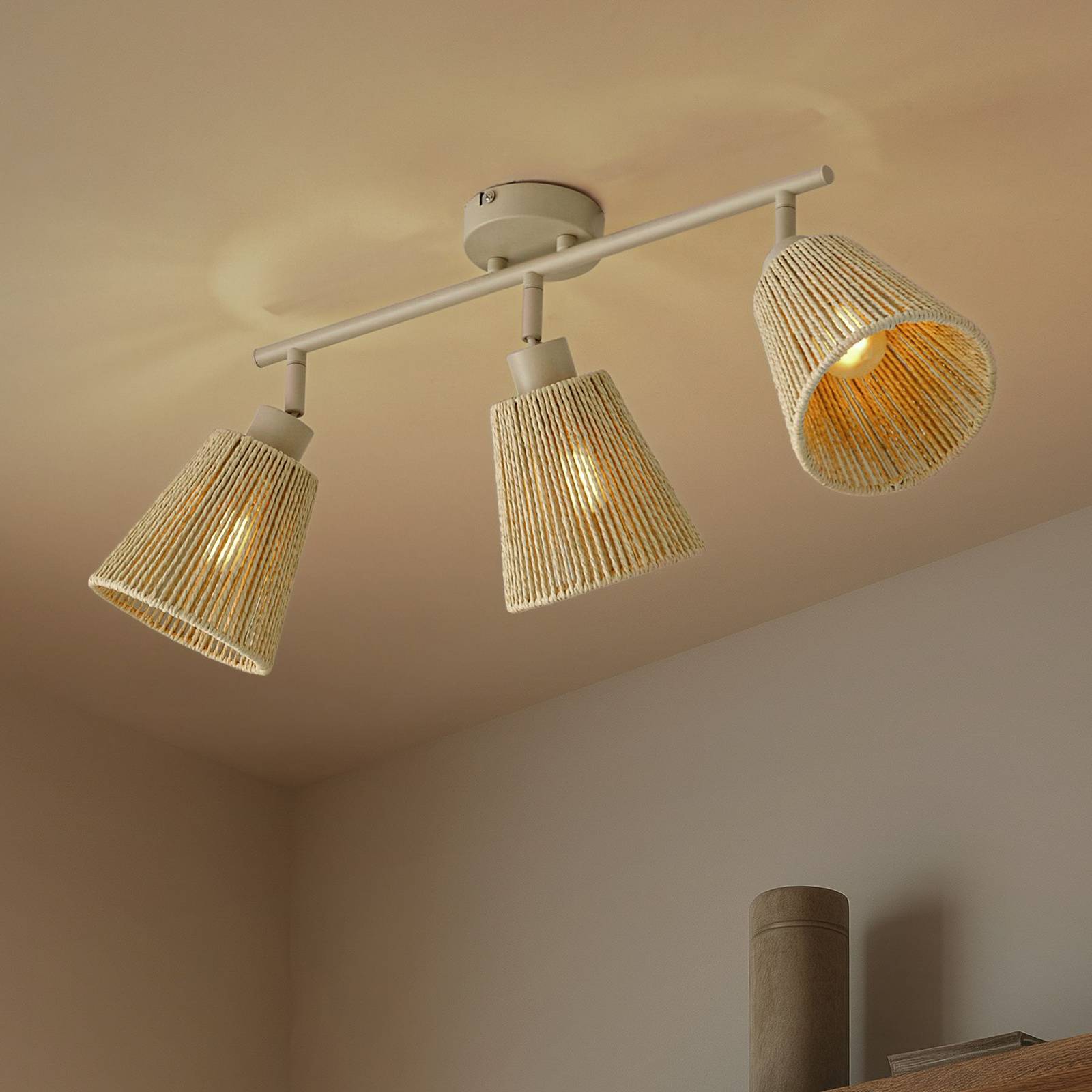 Ceiling Light Anuva Lindby, dimmable, Cream / amber, Living / Dining Room, Paper / lunolit / lunopal, Scandinavian, Ceiling Light
