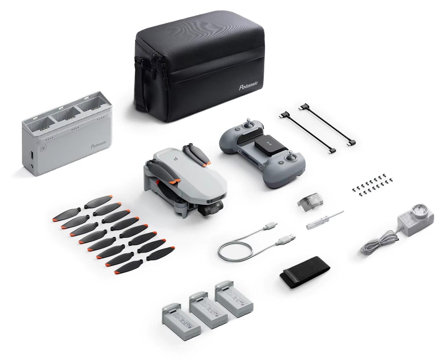 Kameradrohne - ATOM 2 - Fly More Combo - 4K-UHD-Video - 3-Achsen-Gimbal - 3 Akkus - Reichweite 10 km - Unter 249 g