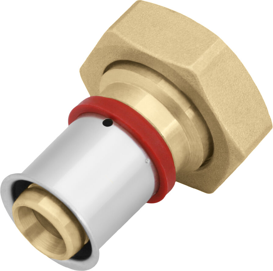 KAN-therm KAN-press 6 en 1 demi-raccord vissé 1009105002 16 mm x 3/4 IG, laiton, joint plat, avec manchon de presse