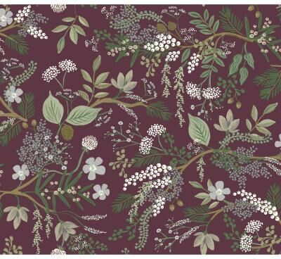 Rifle Paper Co.Juniper Forest Burgundy Wallpaper