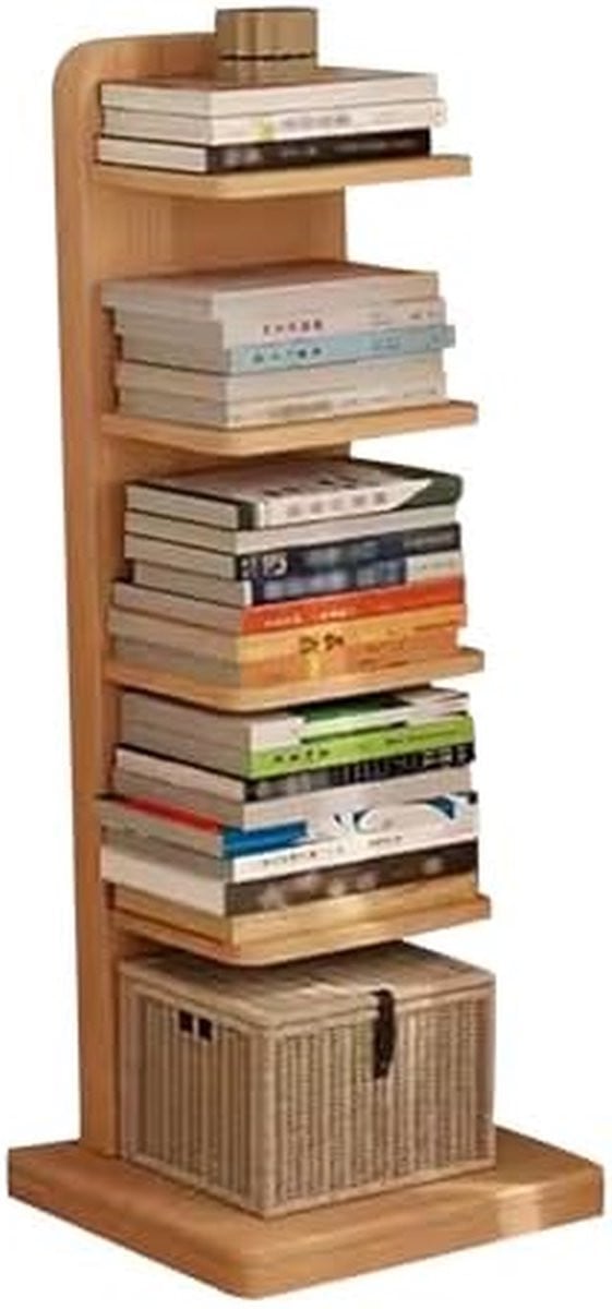 Ruimtebesparende houten boekenkast met 5 niveaus en open achterzijde