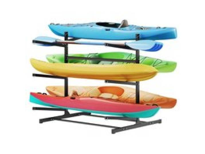 VEVOR Freistehendes Kajak-Aufbewahrungsregal für 6 Kajaks/Kanus/Surfbretter/Paddleboards, Kajakständer für den Außen- und Innenbereich, Robuster Einstellbarer Kajakhalter 180 kg Aufbewahrungsständer