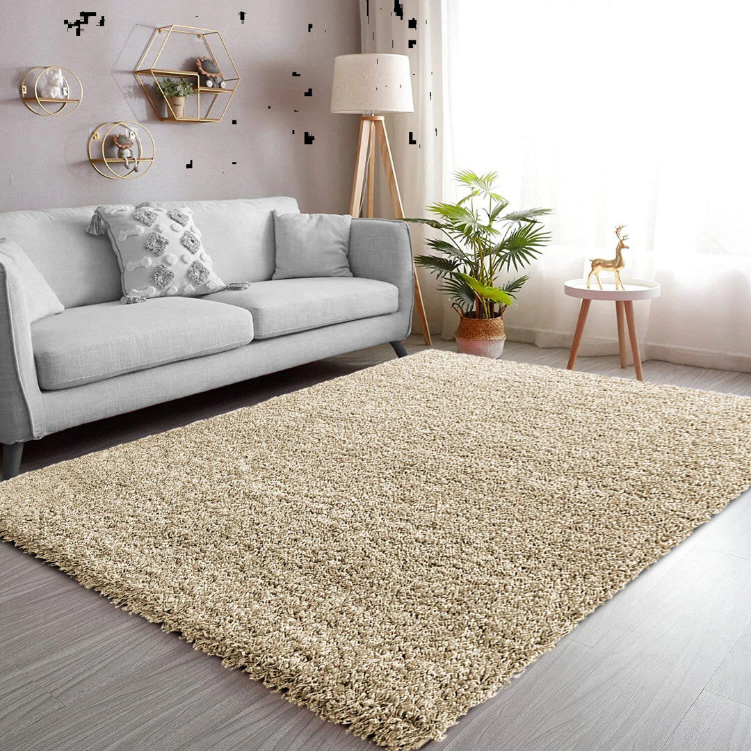 Metro Shaggy Area Rug Beige Rectangle 120 x 170 cm