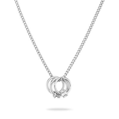 Kette mit Anhänger LIEBESKIND BERLIN "Schmuck Geschenk Edelstahl Halskette The D-Link Mini", silber (silberfarben), Halsketten, Damen, Edelstahl, L: 45 B: 2mm, B:2mm