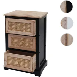 Kommode HWC-K87, Schubladenschrank Schrank, Holz Rattan 63x40x28cm ~ schwarz, naturfarben