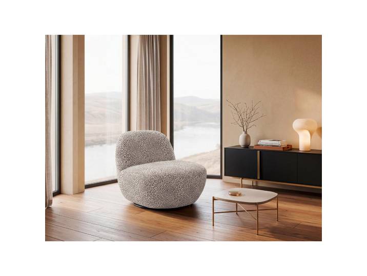 Mid.you Sessel Leonidas L, Beige, Metall, Leopard, 83x73x95 cm, Sitzfläche 360° drehbar, Wohnzimmer, Sessel, Sonstige Sessel