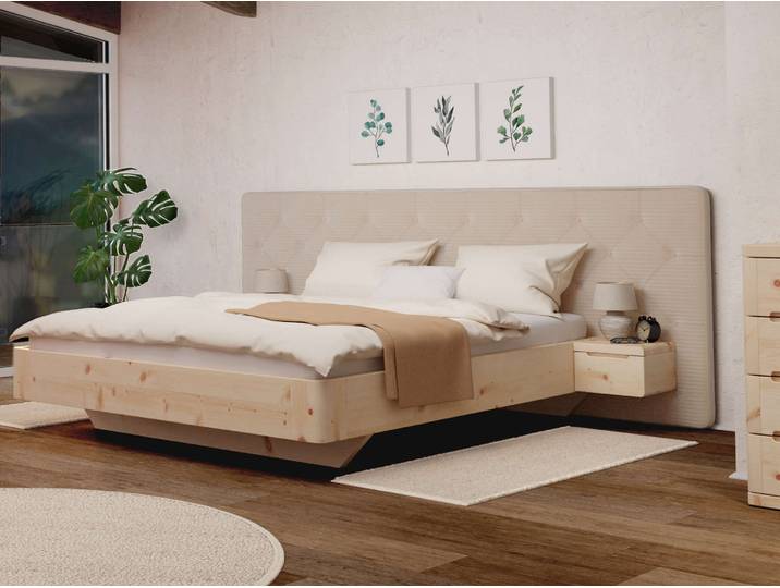Zirbenholzbett „Clarissa“ 120 x 190 cm Massivholz Zirbe