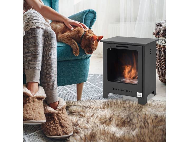 HOMCOM Cheminée Bioéthanol Néo-Rétro 0,9L Noir