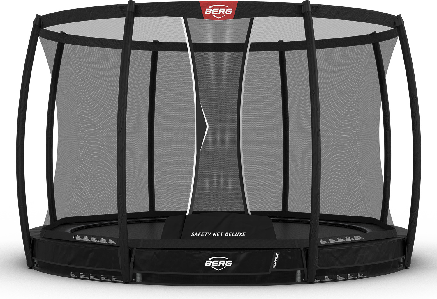 BERG inground Trampolin rund Champion schwarz 330 cm mit Sicherheitsnetz deluxe