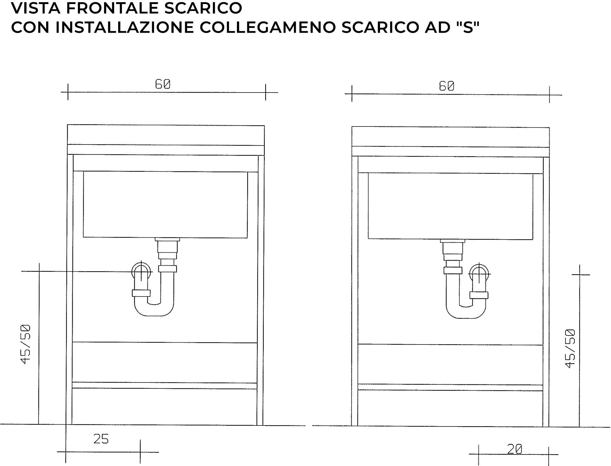 montegrappa Mobile Lavatoio 60x50x85cm 2 Ante Asse in Termoplastico Marella Bianco con Cesto...