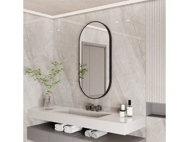 Miroir mural ovale noir 1000x500mm avec cadre en métal pour salle de bain, entrée, décoration de chambre, vertical et horizontal