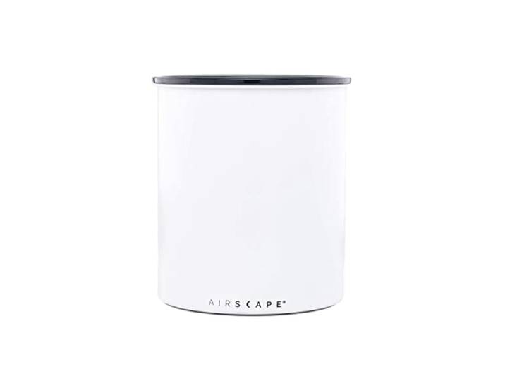 Airscape Kaffee-Aufbewahrungsdose (1,1 kg trockene Bohnen) – großer Behälter in Kilogröße, patentierter luftdichter Deckel drückt Luft heraus, um die Frische von Lebensmitteln zu bewahren (weiß)