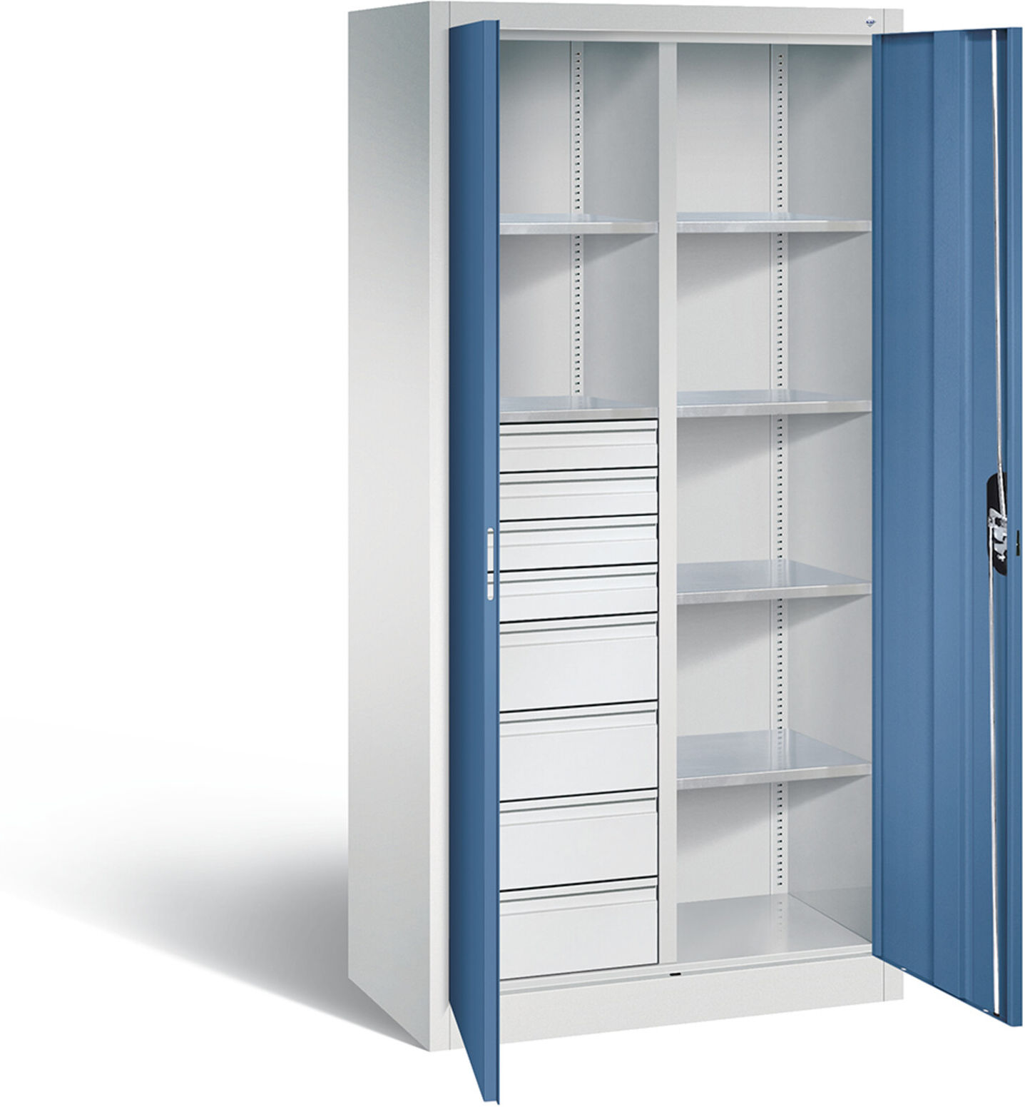 C+P Werkzeugschrank Acurado, H1950xB930xT500mm, Front Fernblau, Korpus Lichtgrau (8921-305) ; C + P Möbelsysteme (8921-305 S10172)