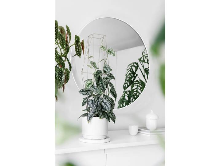 Spiegel MIRRORS AND MORE Mila , weiss (weiß), B:50cm H:50cm Ø:50cm, Metall, Spiegel, Spiegel, runde Form