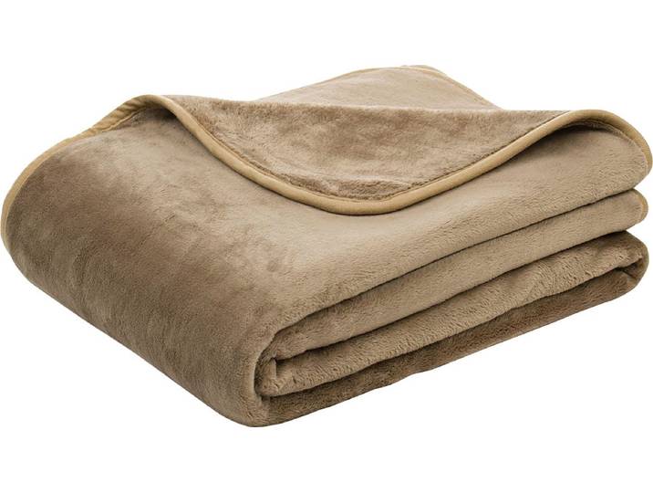 Wohndecke GÖZZE Uni Decke aus recyceltem Polyester , grau (taupe), B:150cm L:200cm, Polyester, Wohndecken, Wohndecke, Kuscheldecke