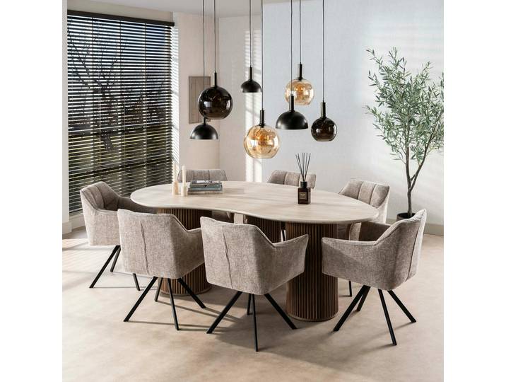 Table design céramique 3D effet travertin 215 cm ASCOLI
