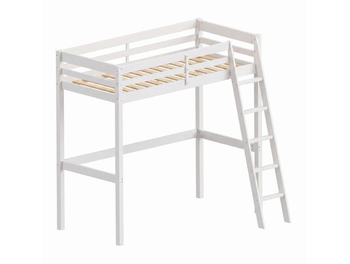 Lit mezzanine en pin, blanc, 90x200 cm