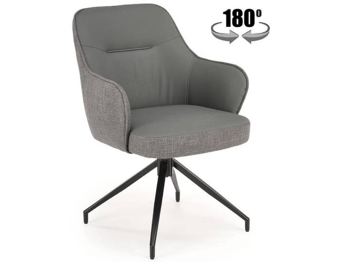 Chaise pivotante tissu de polyester et cuir design grise