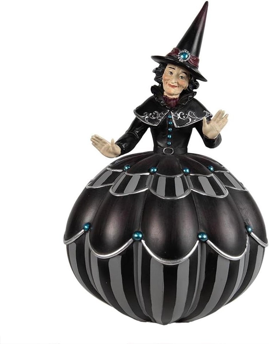 Heksen Beeld Halloween Decoratie Zwart - Hoogte: 39 cm
