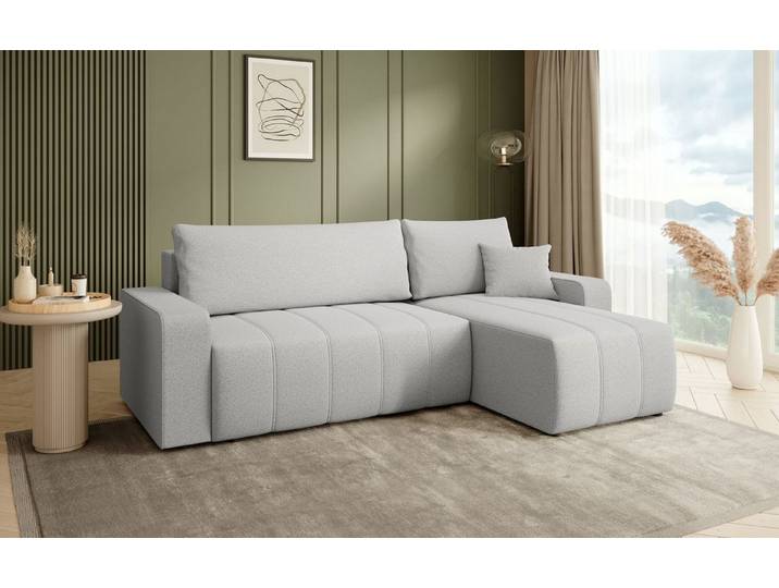Beautysofa Ecksofa MORI, universelle Seite, mit Schlaffunktion, mit Bettkasten, L-Form, universelle Ottomane, große Liegefläche 120x200 cm