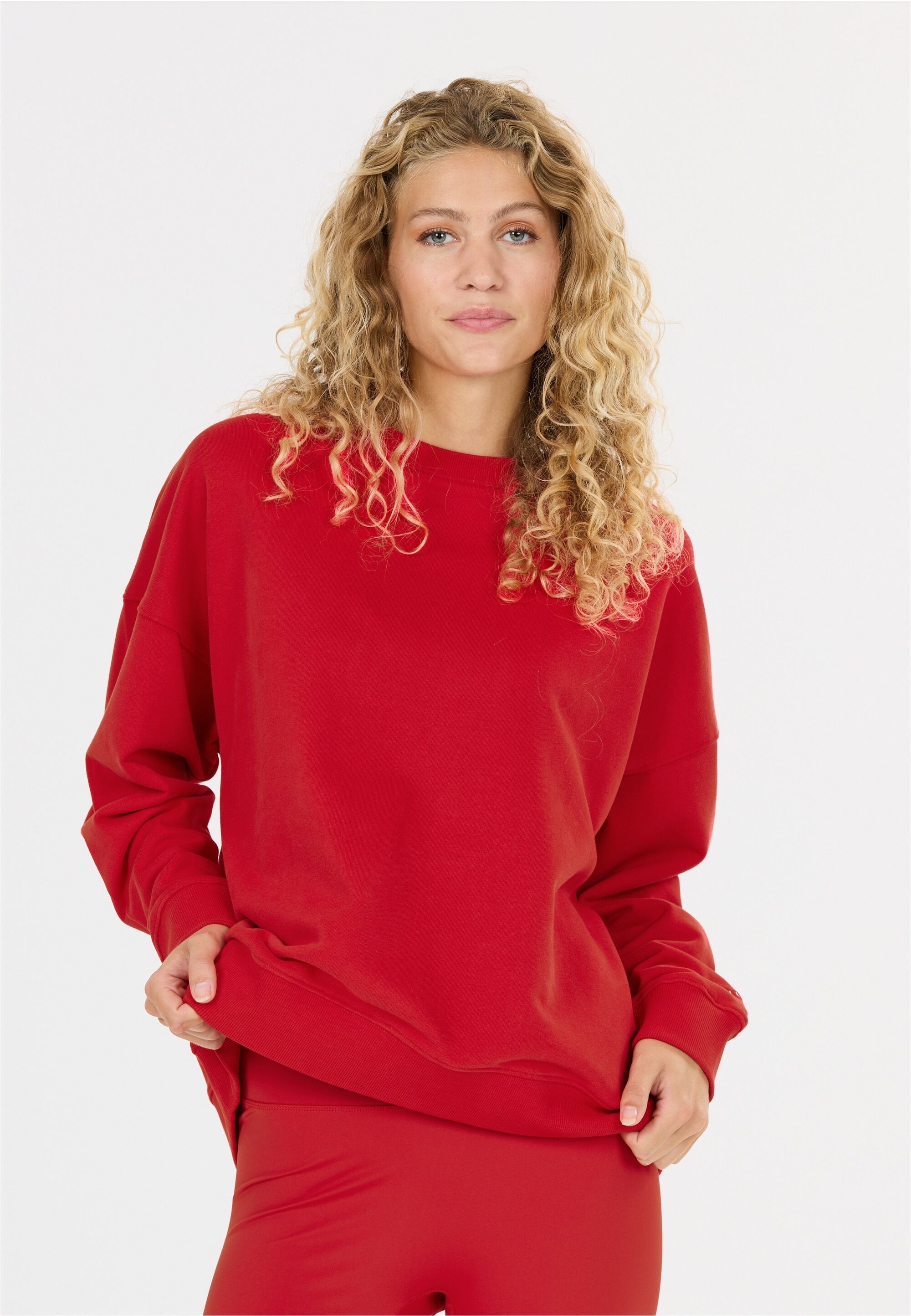 Sweatshirt ATHLECIA "Breslin", Damen, Gr. 42, rot, 100% Baumwolle, bestickt, normal, Rundhals, Sweatshirts Sweatshirt, Komfort