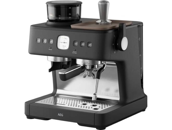 AEG Espresso Siebträgermaschine EC8-1-8BP – Dual Thermoblock, 30 Mahlgrade, 20 Bar Druck, PID Temperaturkontrolle, 58mm Brühkopf, Milchaufschäumer, Tassenwärmer, Black Pearl