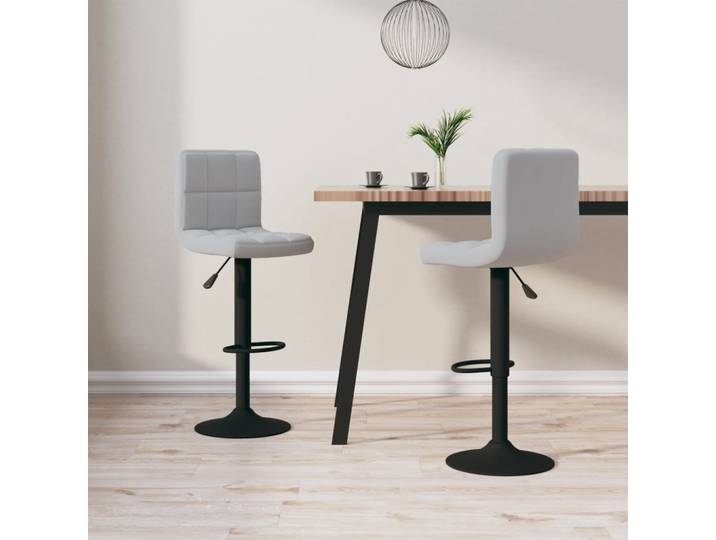 vidaXL Barhocker 2 Stk. Hellgrau Samt