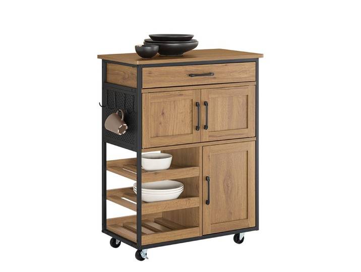 Desserte de Cuisine à Roulettes - SoBuy - FKW134-N - Industriel Vintage - Marron - 67x88x37cm