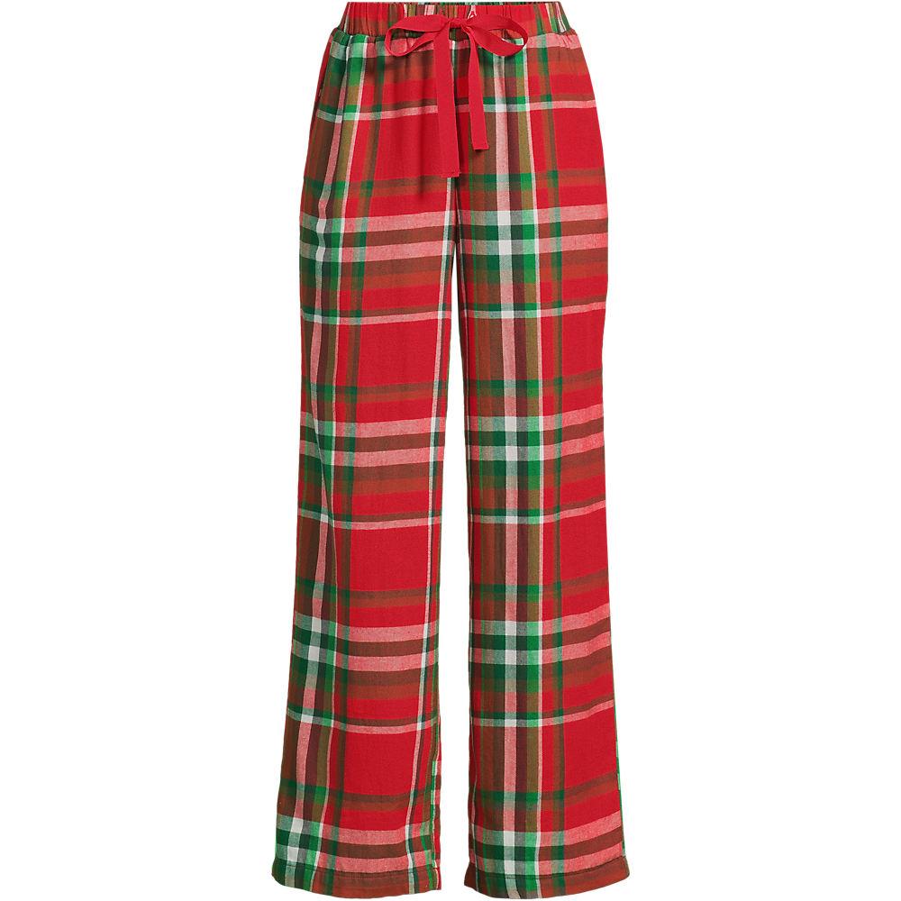 Pyjamahose aus reinem Baumwoll-Flanell für Damen, Damen, size: regular, Rot, Baumwolle, by Lands' End