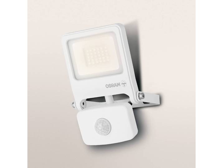 OSRAM Außenstrahler ENDURA FLOOD, weiß, Sensor 20 W 830 IP44 FLOOD, weiß / opal, Aluminium