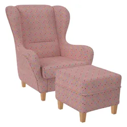 Supellex Sofia Ohrensessel mit Hocker | Design Herzchen Rosa