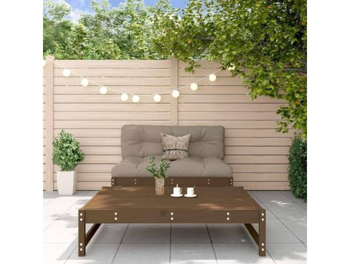 Bois massif lattes coussins moelleux jardin patio terrasse Brun 41.11 Salon de jardin 2 pcs bois massif avec coussins marron miel et taupe, canapé d'extérieur modulable avec repose-pieds pour