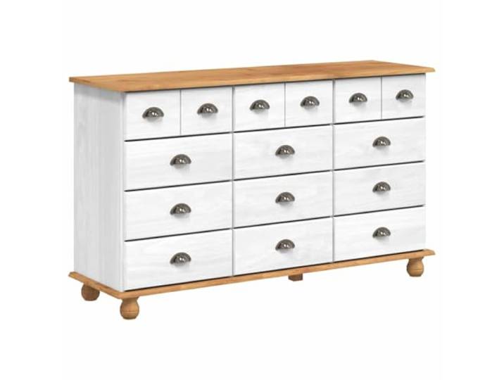 XHNIFBN Kommode Massivholz Kiefer mit 12 Schubladen Weiß 79x40x133,5cm Stilvolle Schubladenkommode für Schlafzimmer und Flur: Gefertigt aus echtem Kiefernholz mit praktischen Muschelgriffen.
