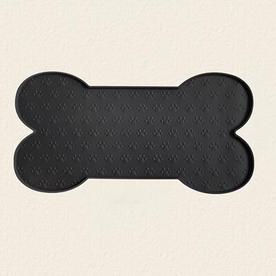 Lush Living Finds Non Slip Silicone Dog Feeding Mat, Washable Winter Pet Food Pad, Waterproof Bowl Pad With Raised Edges black