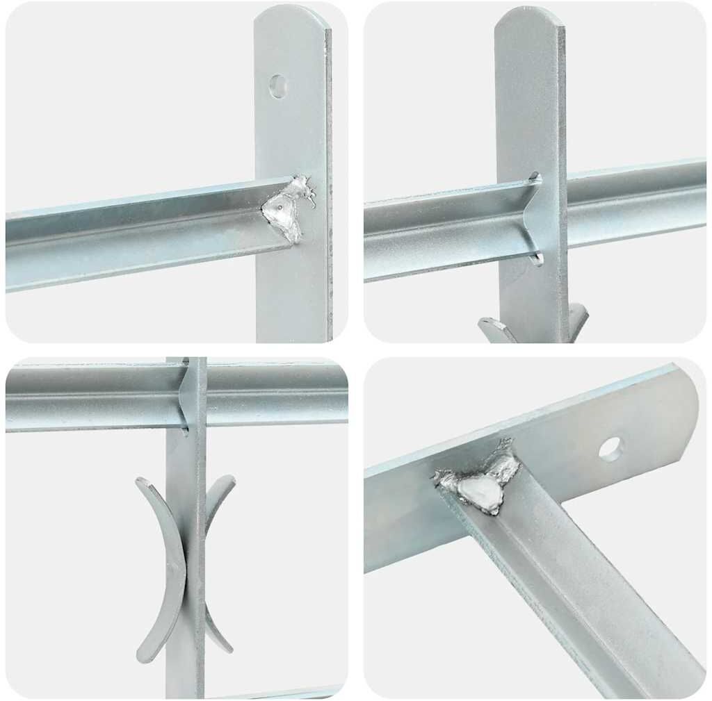 vidaXL Grelha ajustável de segurança p/ janelas com 2 travessas 500-650 mm Plateado