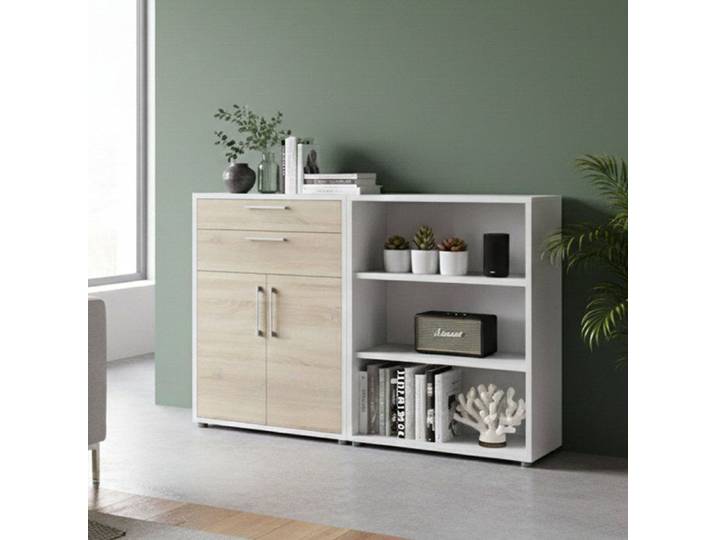 Buffet Albinea Dmora en bois noble blanc 40x178x113h cm