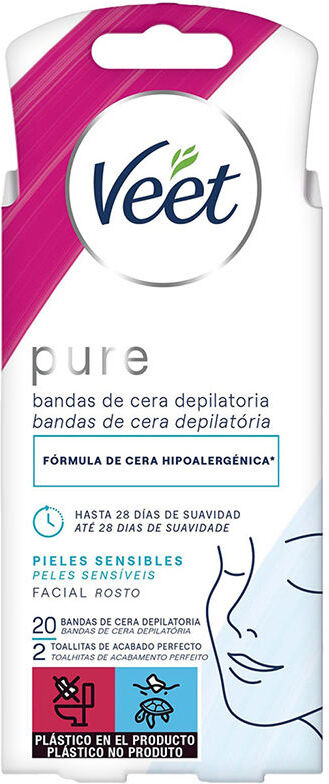 Veet Pure Wax Bands pele sensível facial 20 u