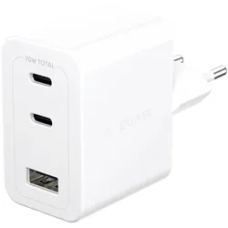 empower™ by PanzerGlass® Turbo 70W Multiple Ladegerät inkl. 2 x USB-C + USB-A , EU Anschluss, Silber Weiss