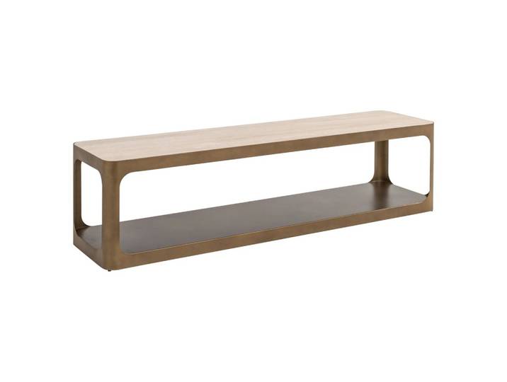TV-Schrank Claridge in Beige, 160x40 cm, wendbare Platte Glas/Keramik