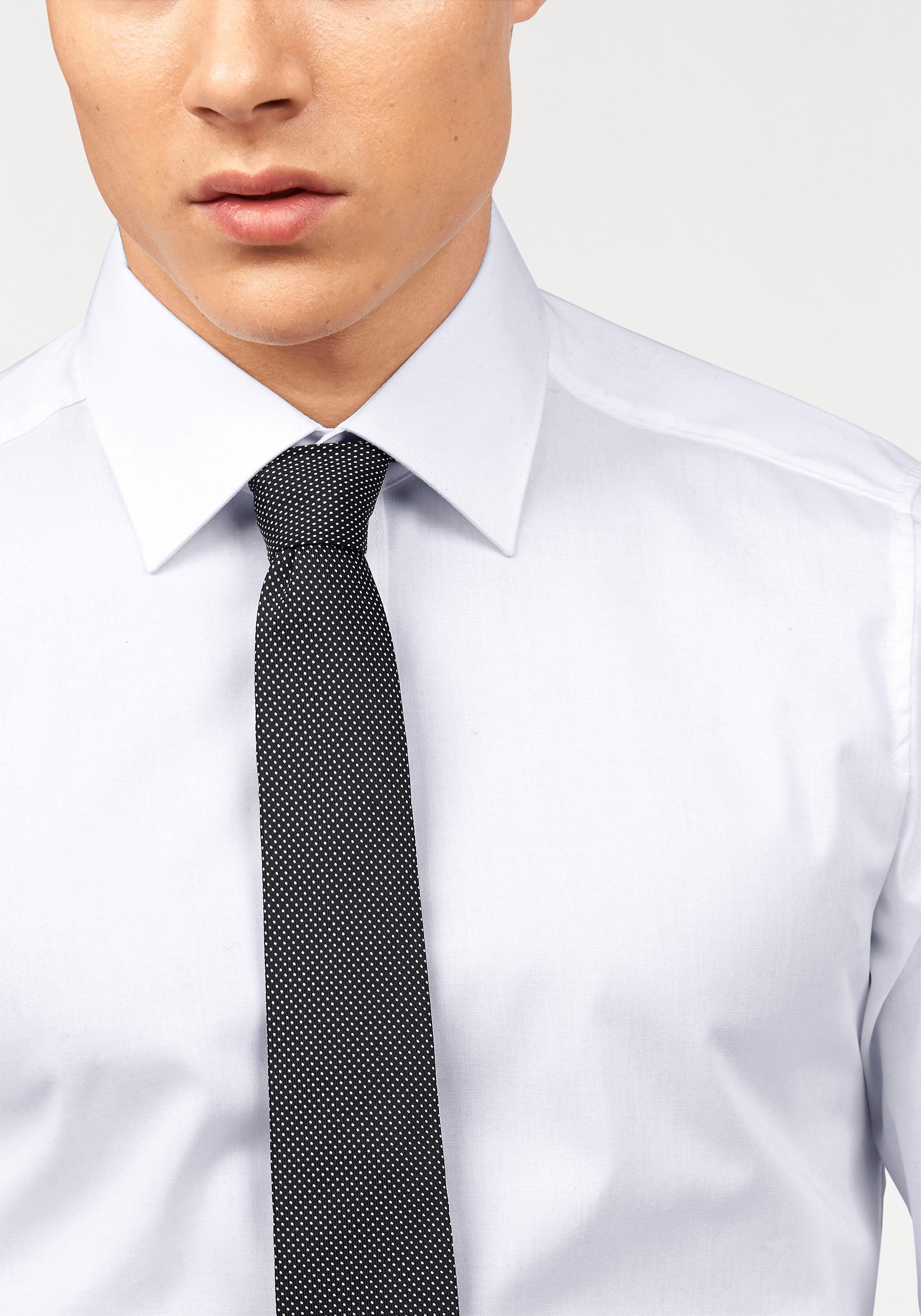 Langarmhemd BRUNO BANANI "Slim-fit", Herren, Gr. 45/46 (XXL), D-Gr, weiss (weiß), Obermaterial: 97% Baumwolle, 3% Elasthan, unifarben, Basic, schmal normal, Ärmel mit Ärmelschlitz runde 2-Knopf-Manschette verstellbar, Hemden Langarmhemd, Formbeständig dur