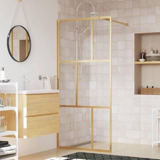 Goudkleurig Inloopdouche Wandpaneel Badkamer Scherm 90 x 195 cm