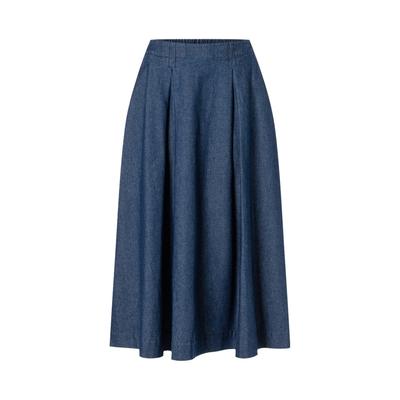 Maxirock MAERZ MUENCHEN "Maerz Muenchen 169400 Rock Damen Bekleidung", Damen, Gr. 42, blau, 100% Baumwolle, Röcke Maxirock